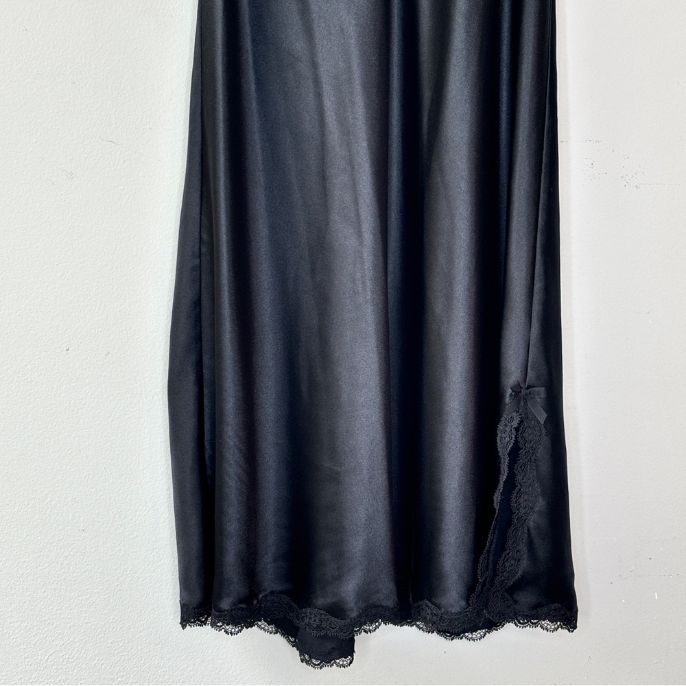 Vicoria's Secret Black Satin‎ Lace Slip Dress Babydoll Lingerie Nightgown Size M - Picture 5 of 11